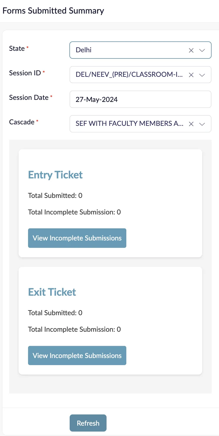 Form submission summary data