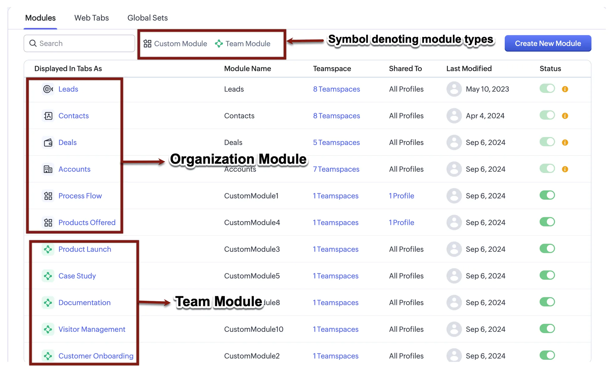 Figure 2 : Team module view