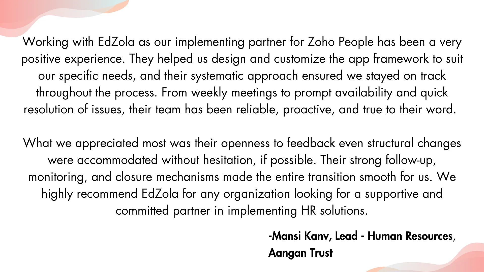 testimonial - Aangan Trust