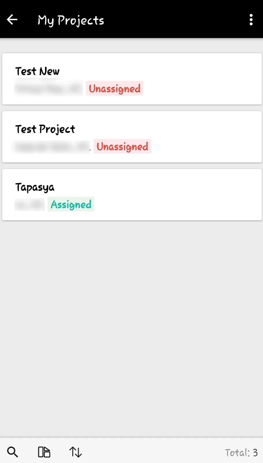 Project view on mobile